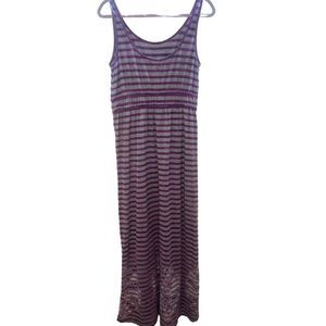 PRANA WOMENS LARGE PRUPLE STRIPE TANK MAXI DRESS
